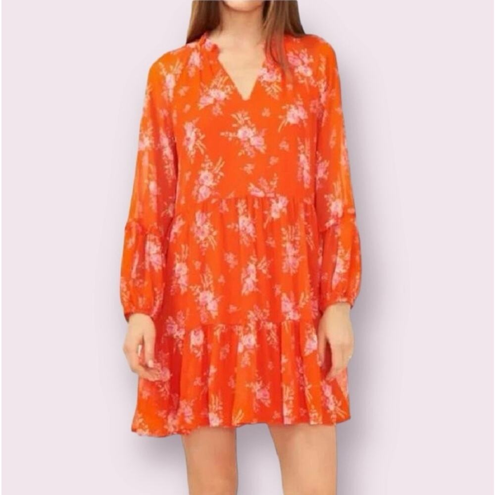 Orange Floral Vince Camuto Women's Lightweight Fashion Dress